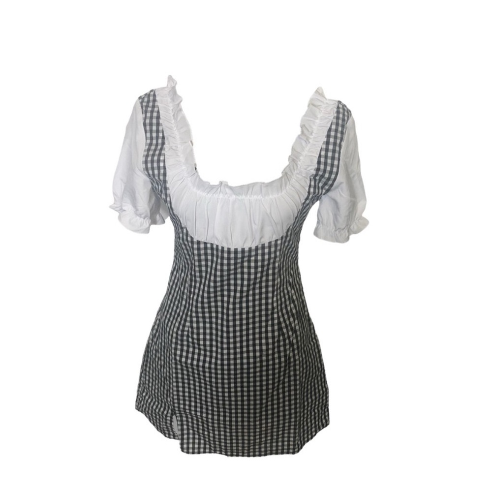 Black and White Gingham Dress with Ruffle Details